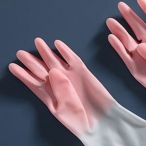 Gants en caoutchouc pour la maison, 32 cm, imperméables, durables, en PVC, pour le nettoyage de la cuisine, la lessive et la vaisselle - Product Image 2