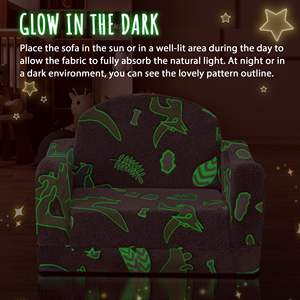 Canapé-lit confortable pour enfants en mousse, <span class=keywords><strong>pliable</strong></span>, avec motif de dinosaure, canapé-lit pour enfants doux et inclinable, qui brille dans le noir - Product Image 6