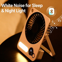 Ventilateur portable ultra-mince rechargeable par USB avec affichage numérique, batterie 3600 mAh, mini ventilateur de table/bureau avec veilleuse et haut-parleur