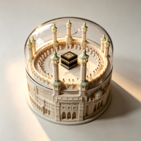 Artisanat en résine entièrement personnalisé, coffret cadeau haut de gamme, sculpture de luxe représentant la mosquée de la Mecque, la Kaaba, globe à neige avec commande magnétique pour contrôler le mouvement