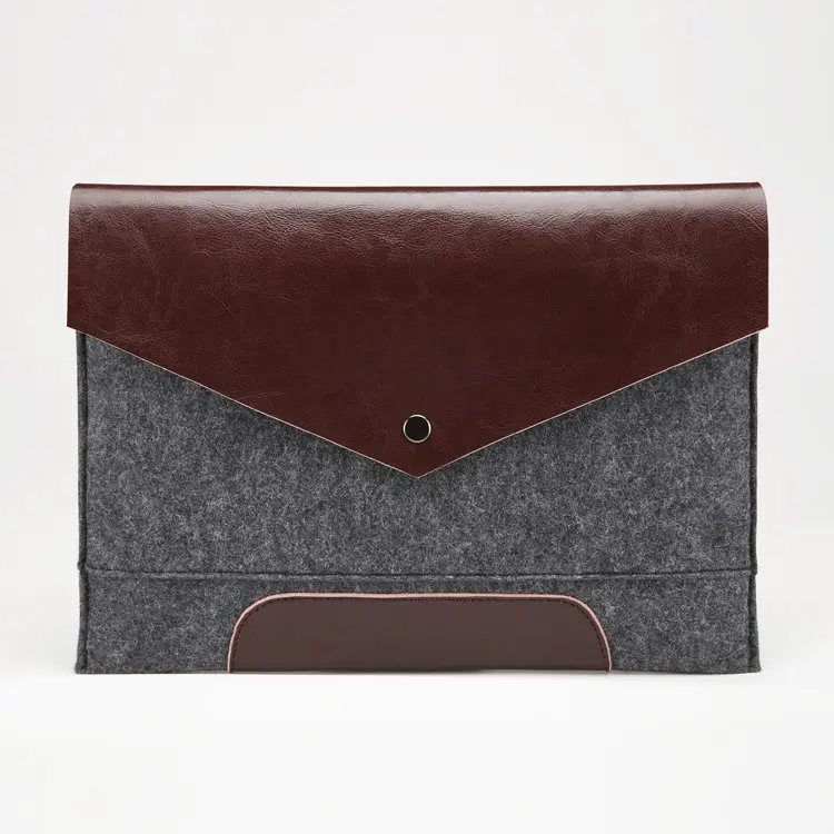 Fashionable Felt Laptop Case with Leather High Quality 2022 Newest Design Portable Hot Sale Laptop Ipad Bag