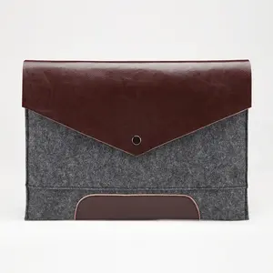 Fashionable Felt Laptop Case with Leather High Quality 2022 Newest Design Portable Hot Sale Laptop Ipad Bag