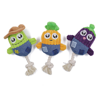 Jouets pour chiens en velours côtelé personnalisés, en peluche, couineurs et à mâcher, vente en gros, ensemble de jouets pour animaux avec corde en coton