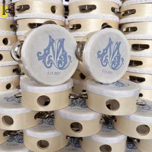 Tamborín de 4 pulgadas al por mayor con estampado de seda, <span class=keywords><strong>instrumento</strong></span> musical para bodas, fiestas e iglesias, tambor de mano de madera con diseño al por mayor - Product Image 1