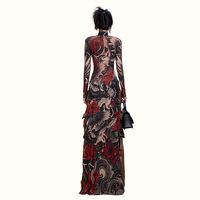 Robes de mariée d'automne pour femmes, robes de cérémonie de mariage, style mignon et tendance, col semi-haut, manches longues, motif animal, personnalité