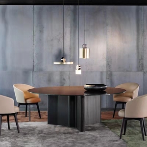Customized Luxury <strong>Space</strong> <strong>Saver</strong> Oak Leg Round Marble Dining <strong>Table</strong> Dining <strong>Table</strong> <strong>and</strong> <strong>Chair</strong> Set - Product Image 1