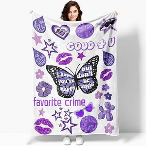 Purple Butterfly Flannel Blanket <b>Throw</b> Blanket Nap Blanket Fade Resistant Lightweight <b>for</b> Home Office Nap Custom Print Wholesale - Product Image 1