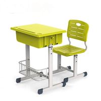 Ensemble bureau et chaise réglables pour étudiants avec tiroir et structure métallique pour l'étude en classe