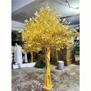 Grand pêcher artificiel au sol LED cerisier arbre doré décoratif pour la décoration d'exposition d'hôtel de mariage - Product Image 1