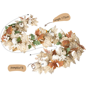 Guirlande de feuilles de soie artificielles en forme de vigne d'érable, 175 cm, pour la décoration d'automne de la maison - Product Image 4