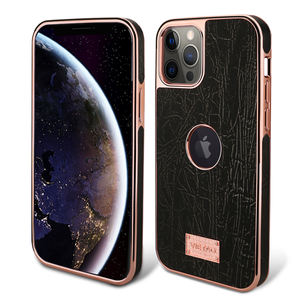 Custodia per cellulare con <span class=keywords><strong>Cover</strong></span> posteriore in pelle <span class=keywords><strong>nera</strong></span> con grana di bambù con cornice elettrolitica per <span class=keywords><strong>iphone</strong></span> serie <span class=keywords><strong>11</strong></span> e 12 - Product Image 2