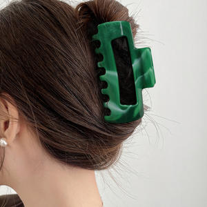 Pinza de Pelo Cuadrada Grande de 11 cm, Diseño Hueco de Mármol Colorido para Mujer, Estilo Coreano, para Peinado de Cola de Caballo - Product Image 2