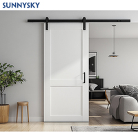 Porte de grange résidentielle en verre coulissante en bois Sunnysky Portes de grange coulissantes en bois massif pour l'intérieur