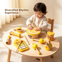 Muwantu 11 Pcs Orff Wooden Musical Instrument Set Kids Percussion Toy Xylophone Hand Drum Castanet Early Learning Music Toy Kit