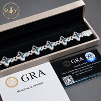 Nouvel Arrivage Bracelet Unisexe Tendance Style Rappeur Iced Out en Argent 925 Plaqué Moissanite avec Breloque Paix et Maillons Cubains 18MM RAY