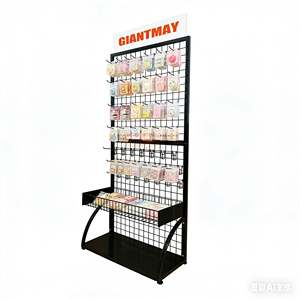 Vrijstaand Zwart Nestdraad Muurrooster Displayrek Met Mandplank - Product Image 5