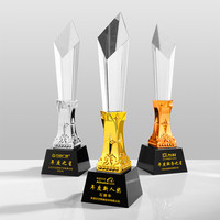 Trofeos de Cristal en Forma de Estrella y Pilar con Grabado de Logotipo Personalizado, Transparentes, de Alta Calidad, al por Mayor