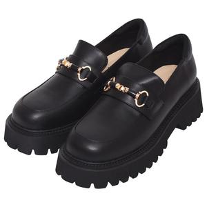 Ann'S 5cm Black Synthetic Slip-On Thick Soled Slim-Fit Lightweight Platform Chunky Ladies Loafers Shoes for Women - Product Image 1