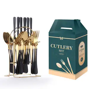 Hot Selling Stainless Steel Cutlery Set Flatware Silverware Cutlery Knife Fork Spoon Gold Silverware