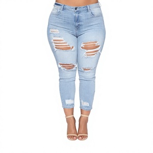 Jean slim taille haute zippé pour femme, style tendance, grande taille, élastique, écologique, 300 GSM, coupe crayon - Product Image 3
