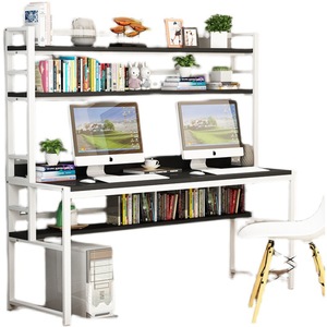 Computer Desk With Bookshelf 120x60x165cm Simple Modern Home Office Study Desk For Student And Children Double Writing Desk - Product Image 5