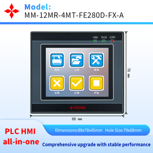 Controlador Lógico Programable (PLC) HMI Todo en Uno de 2.8'', Integrado, con Entrada Analógica, de Temperatura, de Alta Velocidad, 2 Ejes, RS485 - Product Image 2