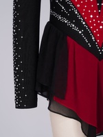 Robe de patinage artistique pour filles, costume de patinage artistique, corsage en strass, jupe en maille, manches longues, compétition, spectacle sur scène pour enfants