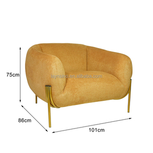 Interior sala de estar moderno de lujo nórdico individual sofá silla barril ocio amarillo terciopelo acento sillones - Product Image 6