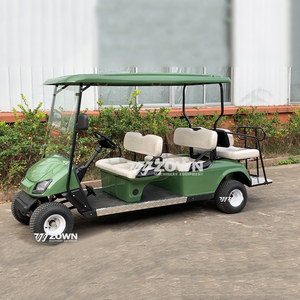 Voiturette de golf verte six places avec sièges avant et arrière, véhicule de tourisme pour stations balnéaires - Product Image 6