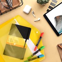Carpeta de Plástico A4 Impermeable con Diseño Transparente, Botón a Presión y Bolsillo para Etiquetas, para Almacenamiento de Documentos de Oficina/Escuela