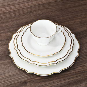 Unique Gold Rim <b>Dinnerware</b> <b>Set</b> Flower Painted Ceramic Tableware with Durable Underglaze Color Porcelain Cups Dinner Suit - Product Image 1