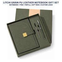 Carnet Premium A5 en Cuir PU Grain Litchi avec Couverture Épaissie, Fermeture Magnétique et Pendentif Marque-page – Journal de Bureau