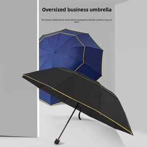Parapluie manuel personnalisé avec logo – Parapluie promotionnel pliable coupe-vent à double couche, bords finis, cadeau publicitaire d'entreprise, 10 baleines en verre - Product Image 2