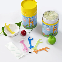 Kinder tandenstokers ecologisch afbreekbaar bamboe houtskool tandenflosspicks grappige fruit smaak giraf design