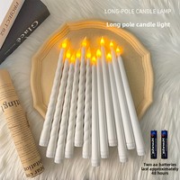 Bougie LED en plastique à longue tige pour les fêtes, restaurants occidentaux, veilleuses, dîners aux chandelles, réunions et décoration intérieure