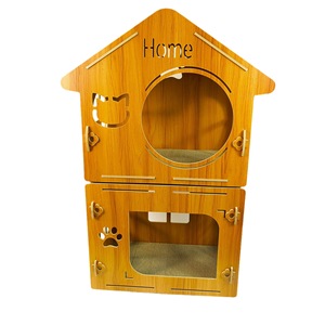 Casa/villa para gatos de madera de doble capa integrada, adecuada para todas las estaciones, rascador vertical para gatos de doble propósito. - Product Image 3