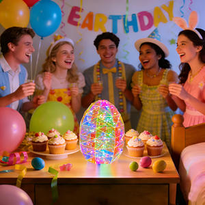 Huevo de Pascua <span class=keywords><strong>Iridiscente</strong></span> Prismático con Luz LED, Decoración para Interiores, Hecho a Mano, de Plástico (PET) Resistente, Alimentado por USB, para Decoraciones de Fiesta - Product Image 4