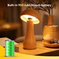 Petit champignon en bois lampe interrupteur tactile lampe de Table sans fil Rechargeable à piles veilleuse lampe de bureau réglable