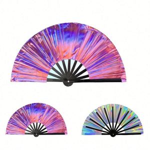 Promotion Exceptionnelle : Grands Éventails Pliants en Bambou Écologiques en PVC Sculpté, Style Amour, Idéaux pour les Festivals Rave et les Fêtes Estivales - Product Image 5