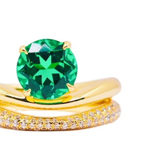 UM jewelry925silver <b>emerald</b> Zircon <b>ring</b> 18Kgold-plated suitable for both <b>men</b> and women daily wear wedding anniversary gift party - Product Image 3
