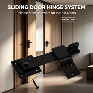 Charnière de porte coulissante en acier noir avec vis, design industriel, quincaillerie durable - Product Image 5