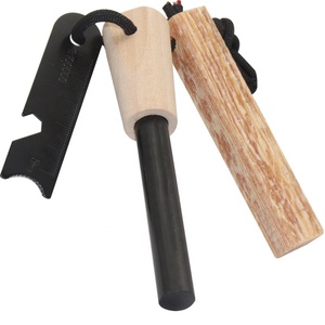 XXL Survivalist Mango de madera Ferro Rod Firestarter Kit con Fatwood Stick para fogata - Product Image 1