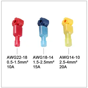 Épissure de connecteur rapide de fil électrique de type robinet en T bleu rouge et bornes mâles femelles isolées pour ligne de connexion de voiture