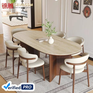 2025 Thiết Kế Mới Phong Cách Thời Trung Cổ Rắn Gỗ Hình Bầu Dục Bàn Ăn Đặt Đồ Nội Thất Nhà Với Thoải Mái Ghế Kết Hợp - Product Image 1