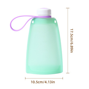 Botella plegable de silicona de 250 ml para almacenamiento de comida para bebés, puré de frutas, leche, reutilizable con correa. - Product Image 4
