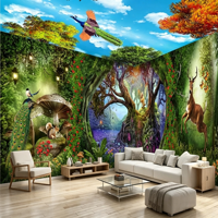 Papier peint imperméable 3D effet forêt avec cerfs, papier mural pour plafond, papier peint en soie, papier peint chinoiserie, papier peint grand format