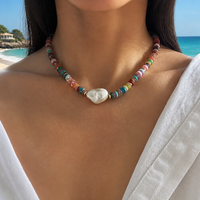 Collier en pierres naturelles colorées, perles baroques irrégulières, style bohème chic, bijoux de plage d'été, collier en pierres précieuses pour femmes