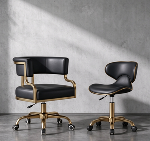 Professional Modern Salon Client Chair Technician <b>Stool</b> Set PU Leather Heavy Duty Gold Base Multi-Color Manicure Nail <b>Wheeled</b> - Product Image 3