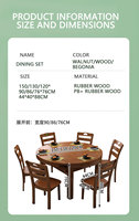 Chinesischer Ausziehbarer Holz-Esstisch und Stuhl-Set für 6 Personen für Restaurants Holz-Esszimmermöbel