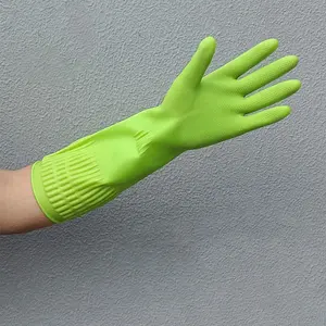 38Cm Non Slip Thickened Lengthened Household Latex Gloves Dishwashing Green Long Rubber Gloves